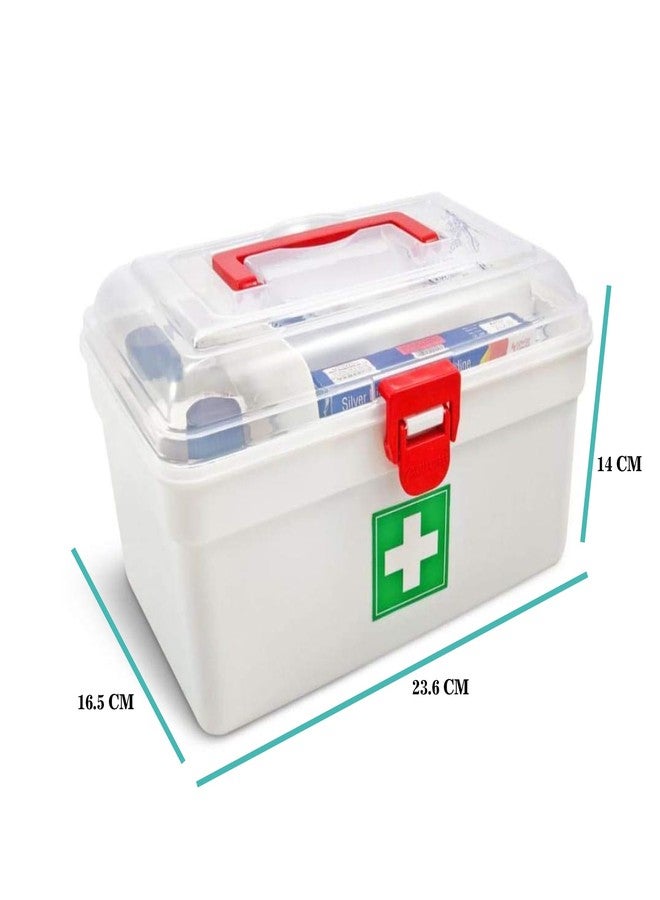 Sulfar Rectangular Medicine Box First Aid Kit Box with See-Through Lid and Partition Tray for Medical Use - Image 3