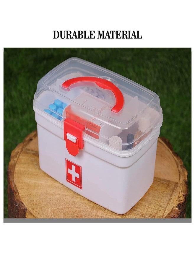 Sulfar Rectangular Medicine Box First Aid Kit Box with See-Through Lid and Partition Tray for Medical Use - Image 4