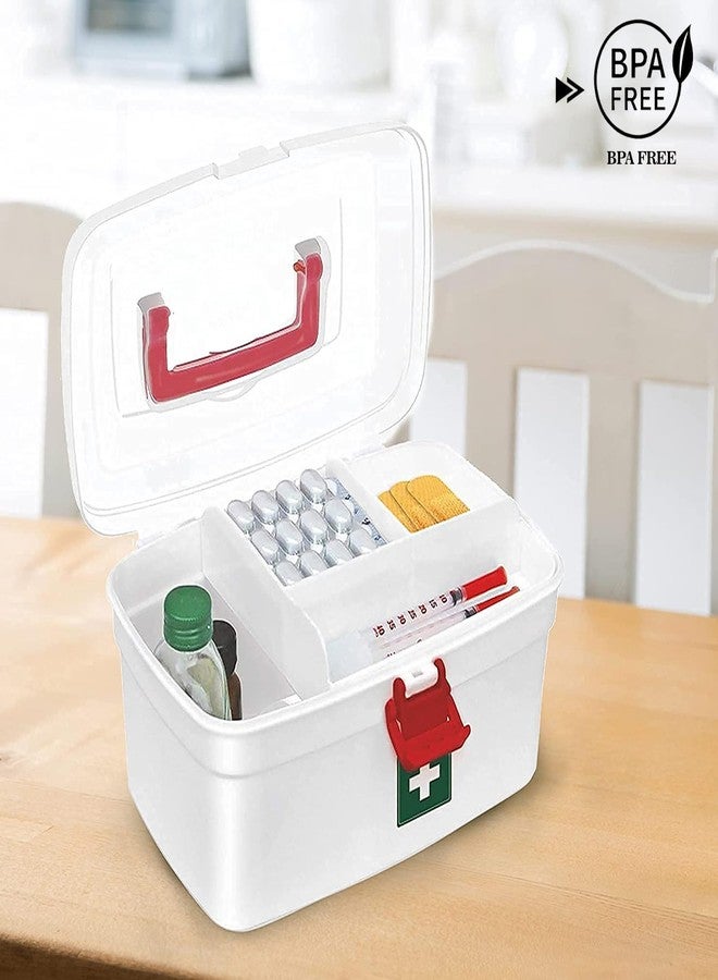 Sulfar Rectangular Medicine Box First Aid Kit Box with See-Through Lid and Partition Tray for Medical Use - Image 5