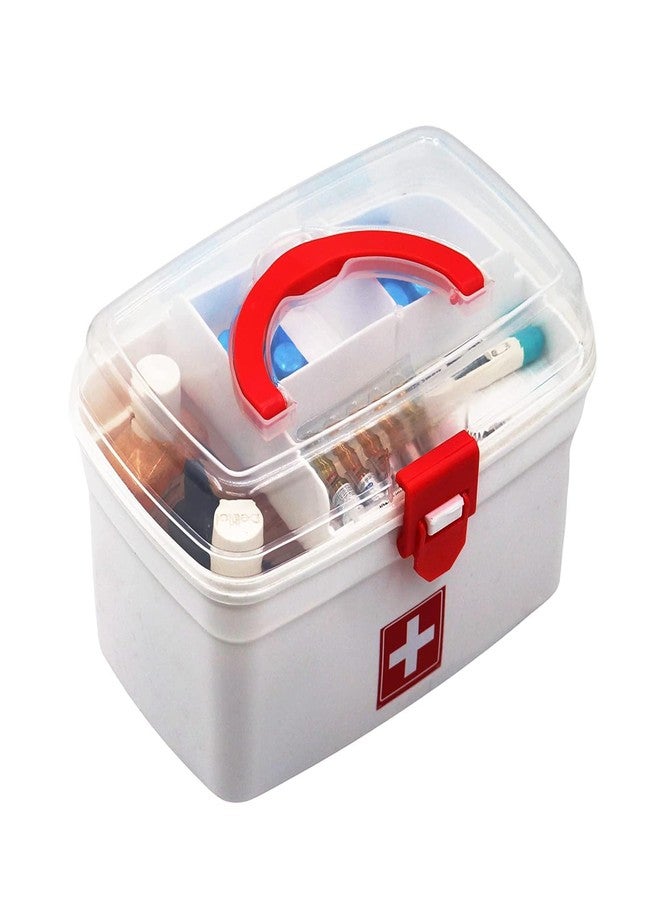 Sulfar Rectangular Medicine Box First Aid Kit Box with See-Through Lid and Partition Tray for Medical Use - Image 1