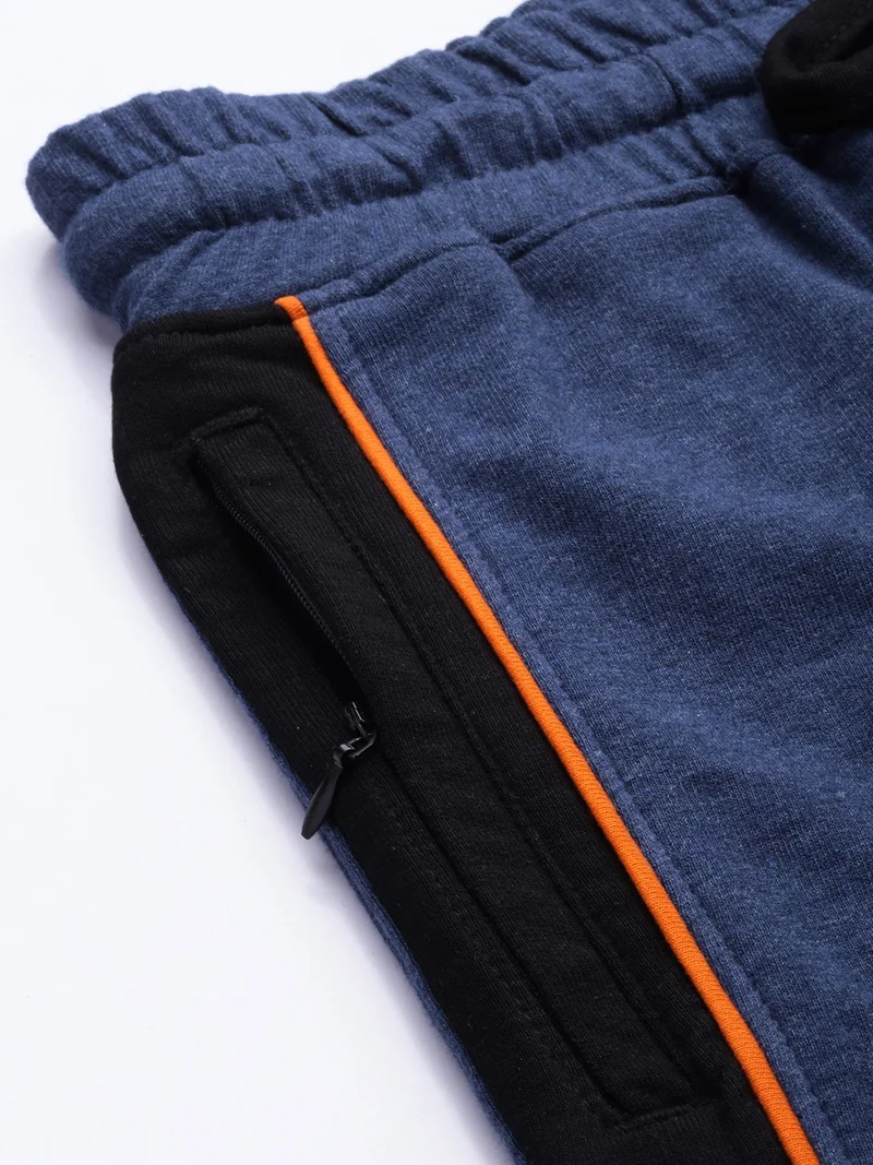The Indian Garage Co Indigo Melange Men Slim Fit Casual Solid Knitted Shorts