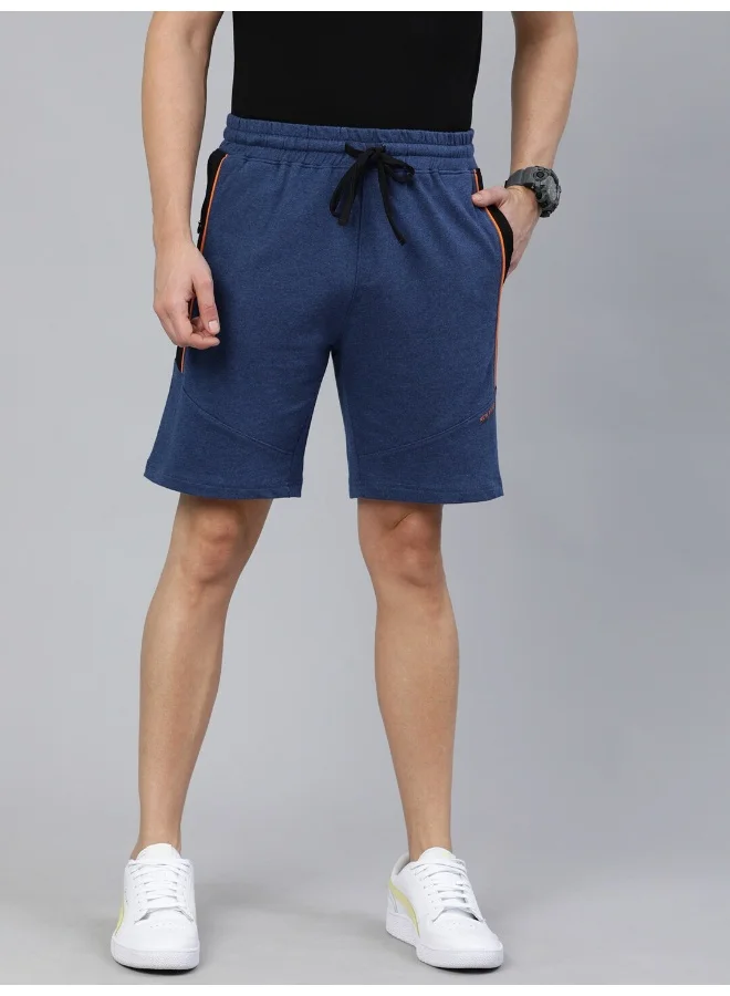 The Indian Garage Co Indigo Melange Men Slim Fit Casual Solid Knitted Shorts
