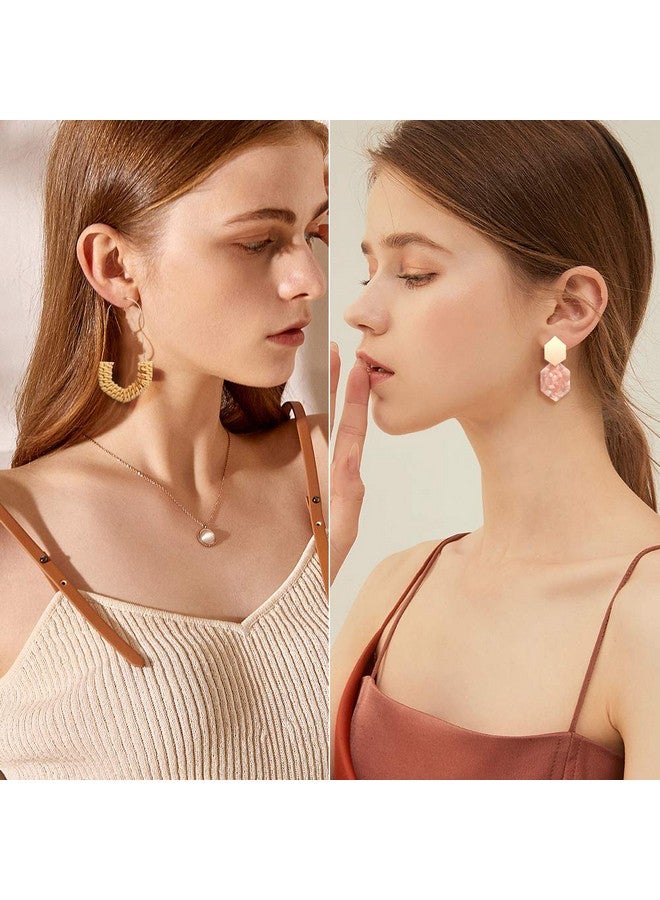 FIFATA 18 Pairs Statement Earrings For Women Girls Straw Rattan Earrings Acrylic Resin Hoop Drop Dangle Earrings Set Hypoallergenic For Sensitive Ears - Image 3