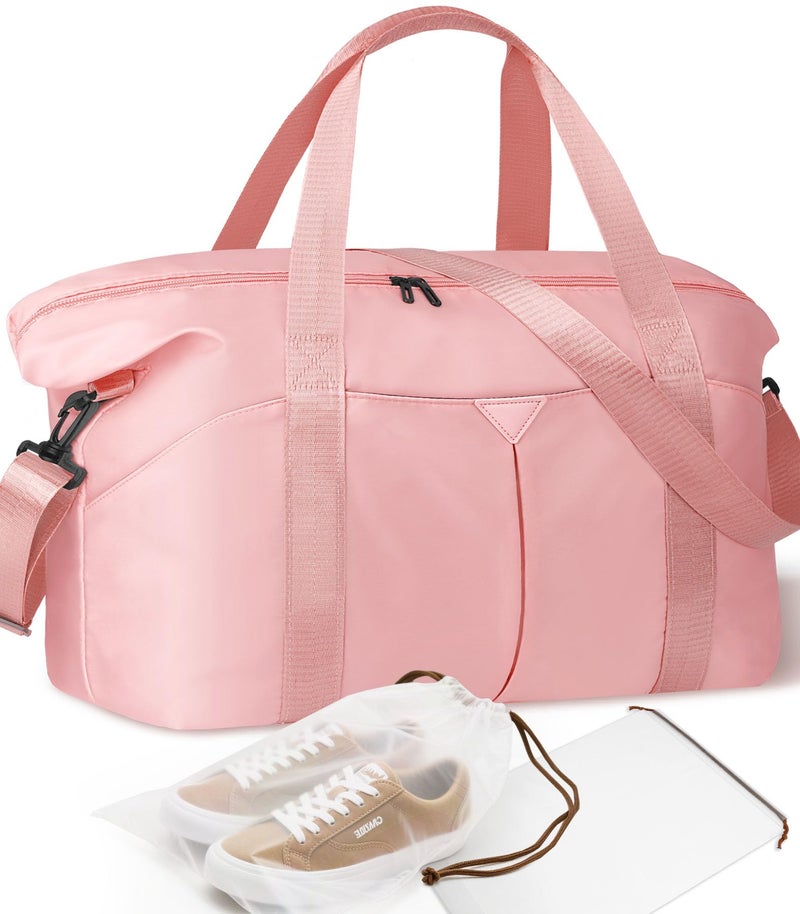 Magimack Duffle Bag for Travel, Carry-on Travel Bag with Trolley Sleeve, Sport Gym Bag for Women, Overnight Bag for Men, Hospital Bag for Labor and Delivery (Pink) - Image 1