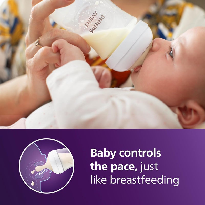 Avent Philips Natural Baby Feeding Bottle Combo| No.1 Brand Recommended by Moms Worldwide | Natural Response Technology Mimics Breastfeeding (260ml Clear - 4pc Combo) | SCY903/04 - Image 2
