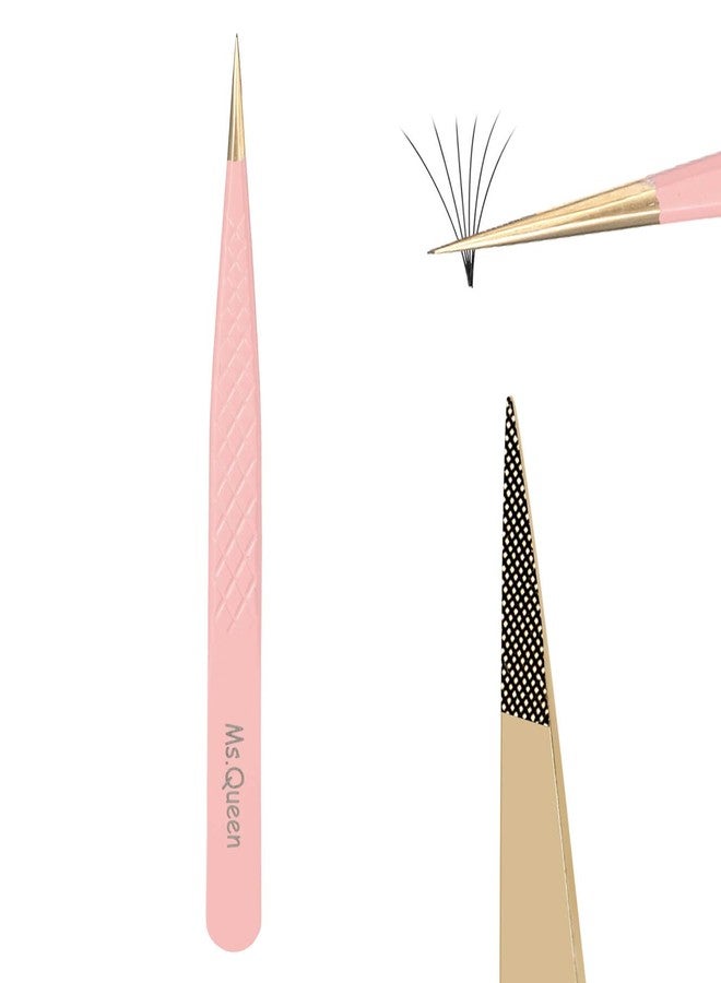 Ms.Queen Straight Tweezers for Eyelash Extensions,Fiber Tip Pointed Isolation Lashing Tweezers - Image 1