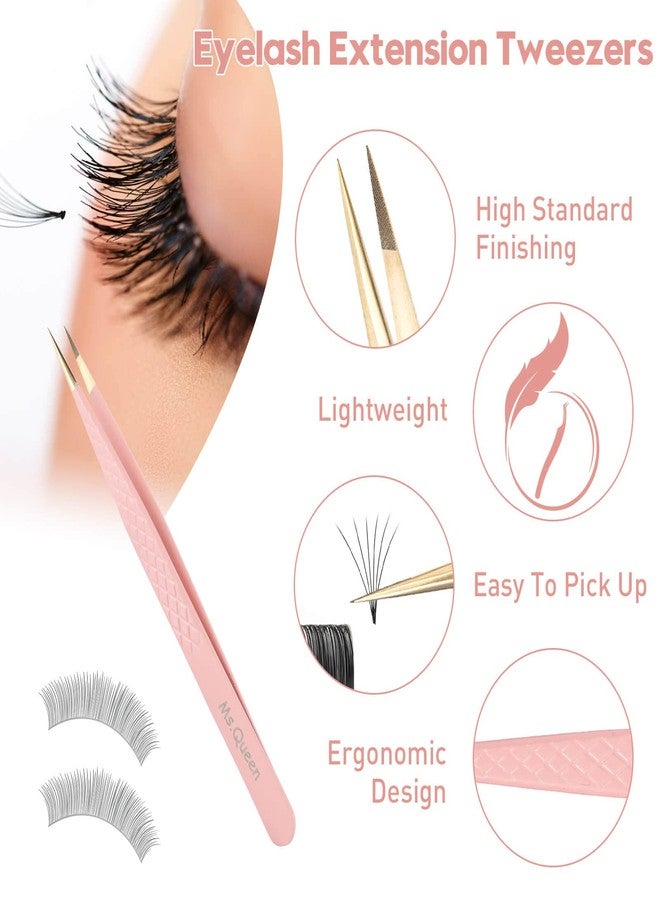 Ms.Queen Straight Tweezers for Eyelash Extensions,Fiber Tip Pointed Isolation Lashing Tweezers - Image 3