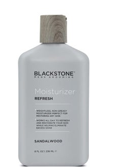 BLACKSTONE Blackstone Men's Grooming Refresh Facial Moisturizer with Vitamin E, Peppermint & Hyaluronic Acid - Lightweight & Non-Greasy | Restores Dry Skin | Paraben & Cruelty Free | USA Made, Sandalwood (8 oz)  - Image 1