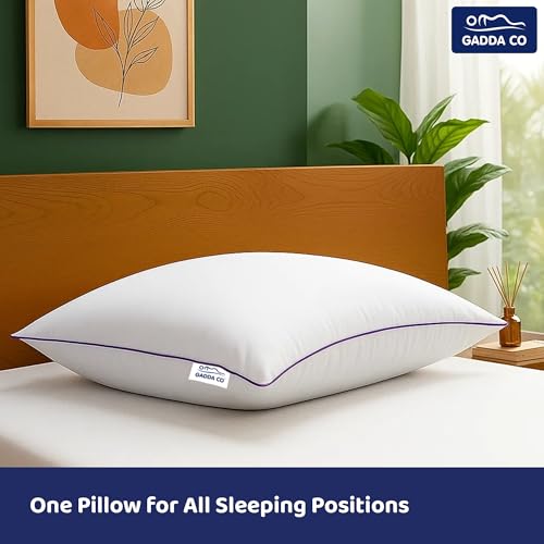 GADDA CO Ultimate Cozy Gel Microfiber Sleeping Pillow for Bed | High Density, Breathable & Hypo-Allergenic Cushion for Bed | Long-Lasting Fluffiness Bed Pillow| King Size Pillow | White | Pack of 2 - Image 5