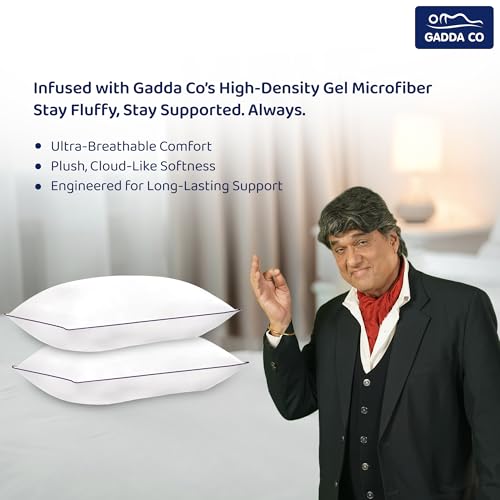 GADDA CO Ultimate Cozy Gel Microfiber Sleeping Pillow for Bed | High Density, Breathable & Hypo-Allergenic Cushion for Bed | Long-Lasting Fluffiness Bed Pillow| King Size Pillow | White | Pack of 2 - Image 4