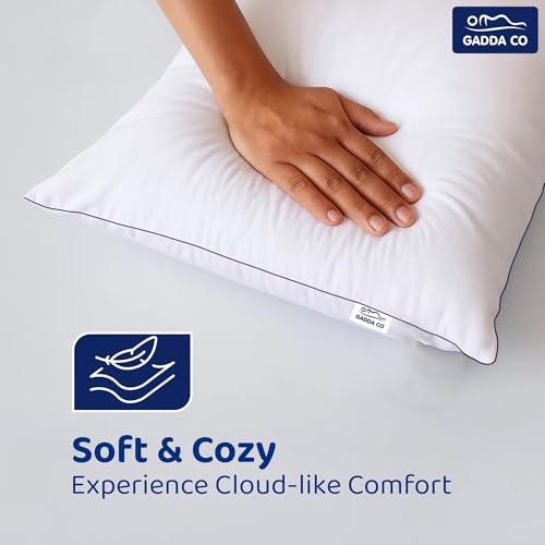 GADDA CO Ultimate Cozy Gel Microfiber Sleeping Pillow for Bed | High Density, Breathable & Hypo-Allergenic Cushion for Bed | Long-Lasting Fluffiness Bed Pillow| King Size Pillow | White | Pack of 2 - Image 2