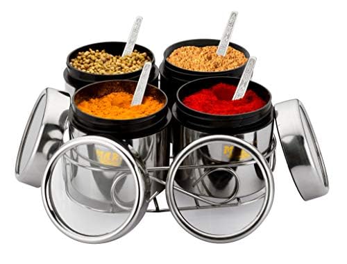 MARU Stainless Steel Multipurpose Storage Container Set 350ml Each with Seethrough Lids Wirestand Ideal for Storing Dry Fruits Spices Seasonings Elegant Spice Jars for Kitchen Organization - Image 4