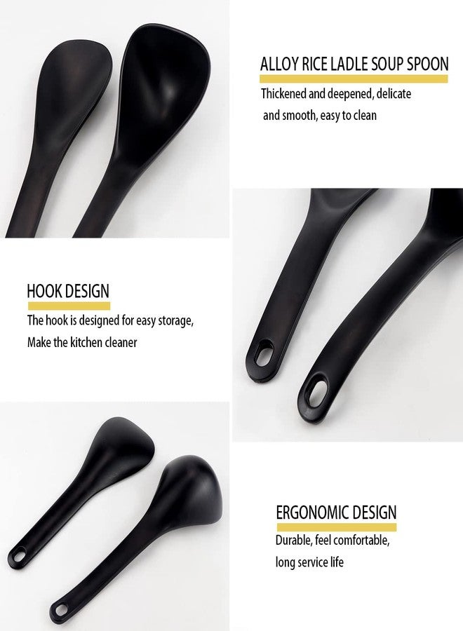 DOERDO DD DOERDO 2pcs Rice Paddle Non-stick Heat-resistant Serving Spoon for Soup, Potato, Black - Image 5