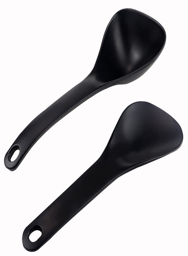 DOERDO DD DOERDO 2pcs Rice Paddle Non-stick Heat-resistant Serving Spoon for Soup, Potato, Black - Image 1