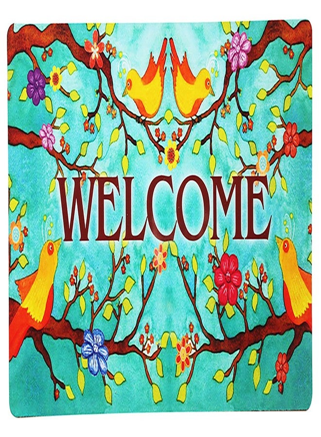 Morigins Welcome Spring Birds Floral Door Mat Indoor Rubber Outdoor Mats Non Slip 18x30 inch - Image 1