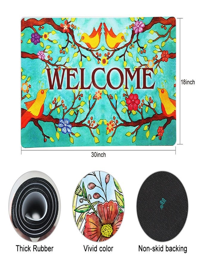 Morigins Welcome Spring Birds Floral Door Mat Indoor Rubber Outdoor Mats Non Slip 18x30 inch - Image 5