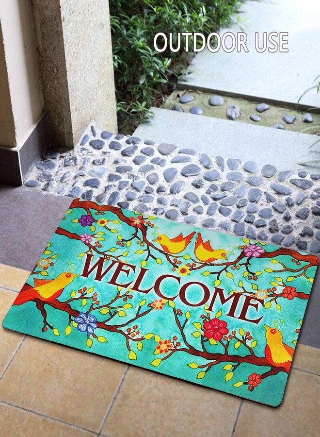 Morigins Welcome Spring Birds Floral Door Mat Indoor Rubber Outdoor Mats Non Slip 18x30 inch - Image 3