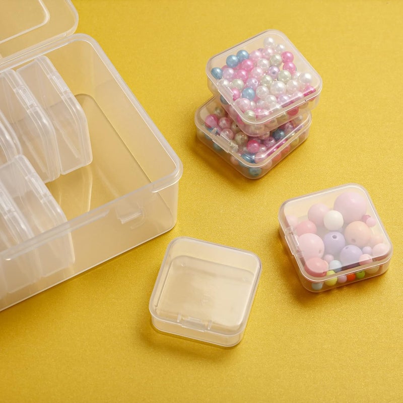 Mathtoxyz Small Bead Organizers, 15 Pieces Plastic Storage Cases Mini Clear Bead Storage Containers Transparent Boxes with Hinged Lid and Rectangle Clear Craft Supply Case - Image 3
