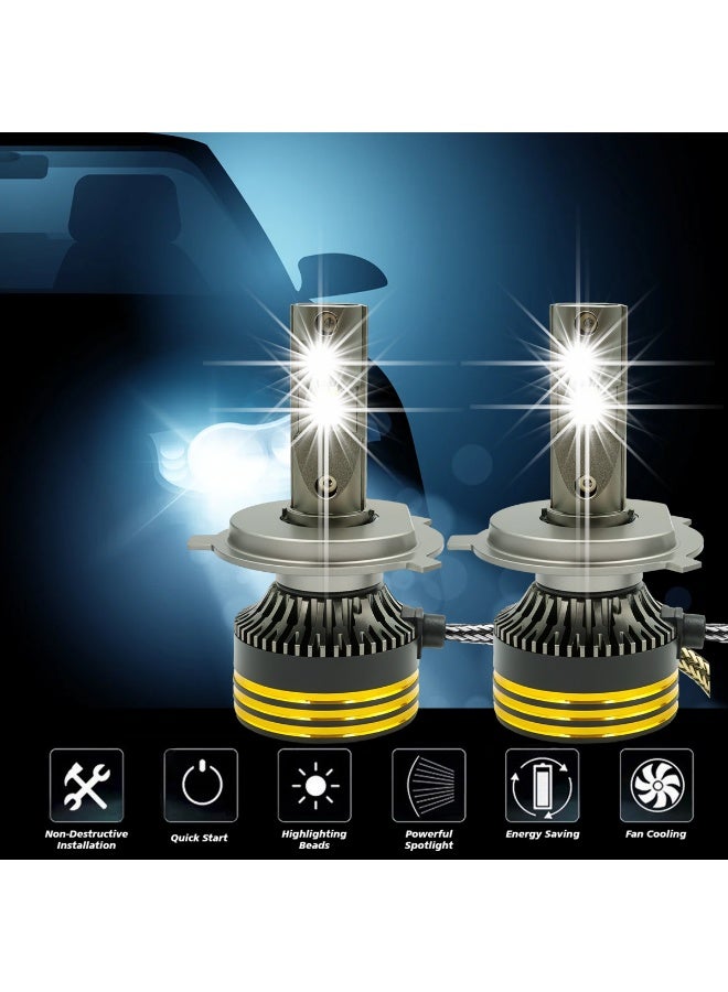 جولدن كامل مجموعة مصابيح أمامية LED من Golden Camel M8 Pro H4 / H/L للسيارات وسيارات الدفع الرباعي، بقوة 120 واط، سطوع 15000 لومن، ضوء أبيض نهاري 6500 كلفن، سهلة التركيب والتشغيل، مزودة بمروحة تبريد، مقاومة للماء بمعيار IP65، تعمل بجهد 12-24 فولت تيار مستمر، مصابيح LED بديلة للسيارات طويلة العمر. - Image 5