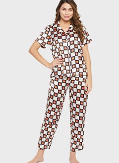 Printed Button Down Shirt & Pyjama Set