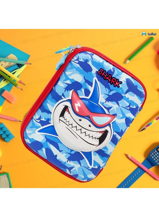 فنبلاست حافظة أقلام FunBlast متعددة الأغراض بسحاب أنيق مطبوع عليها سمكة قرش بسعة كبيرة منقوشة ثلاثية الأبعاد للبنات، حقيبة أقلام صلبة من مادة EVA وحقيبة أقلام رصاص للوازم المدرسية للأطفال - Image 5