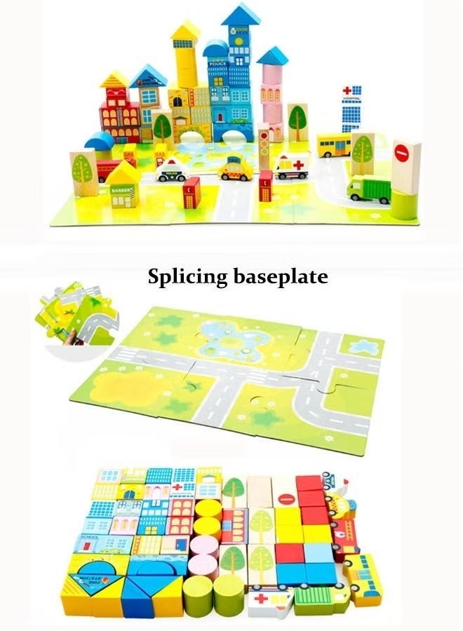 Vixplorn 62 PCS City-themed building blocks Construction block toys Educational toys for children Large-grain bucket Wooden toys - Image 4