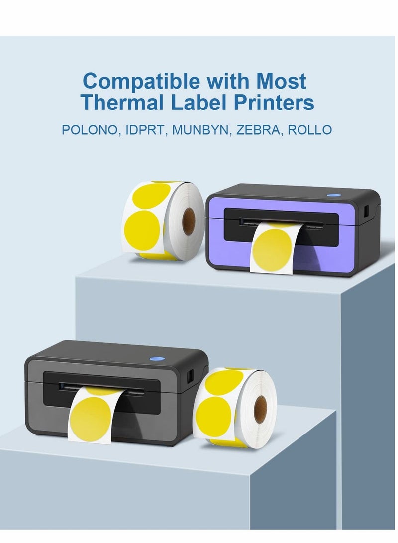 Excefore Thermal Sticker Labels, 5cm Pink Self-Adhesive Round Direct Multi-Purpose Roll Labels for DIY Logo Design, QR Code, Name Tag, Inventory-Pink 600 Labels/1 Roll, Yellow - Image 2