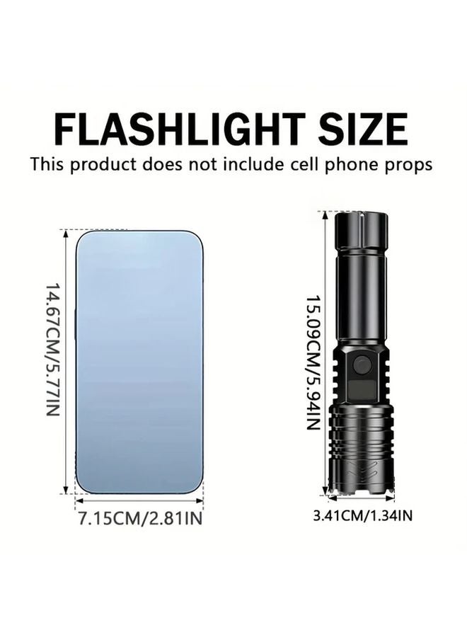 1pc Portable LED Flashlight USB Rechargeable Zoomable Super Bright Work Light - Image 3