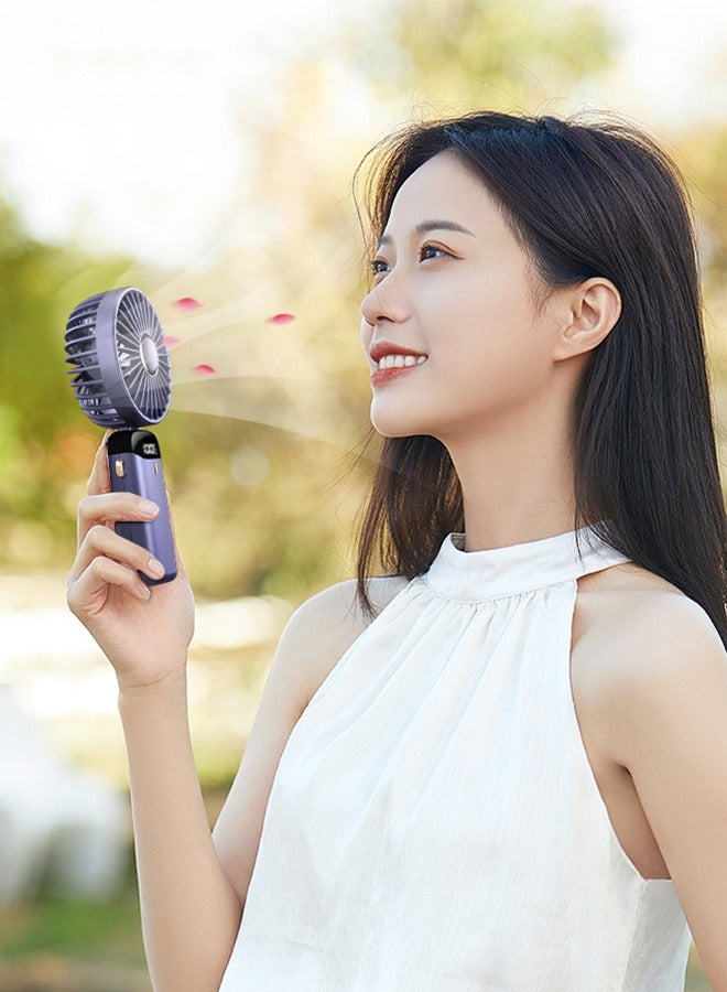 MACAIIROOS 3-In-1 Hand-held Fan USB Interface Charging Portable Foldable Electric Fan Charge Capacity Display Electric Fan Travel Office Mini Fan - Image 2