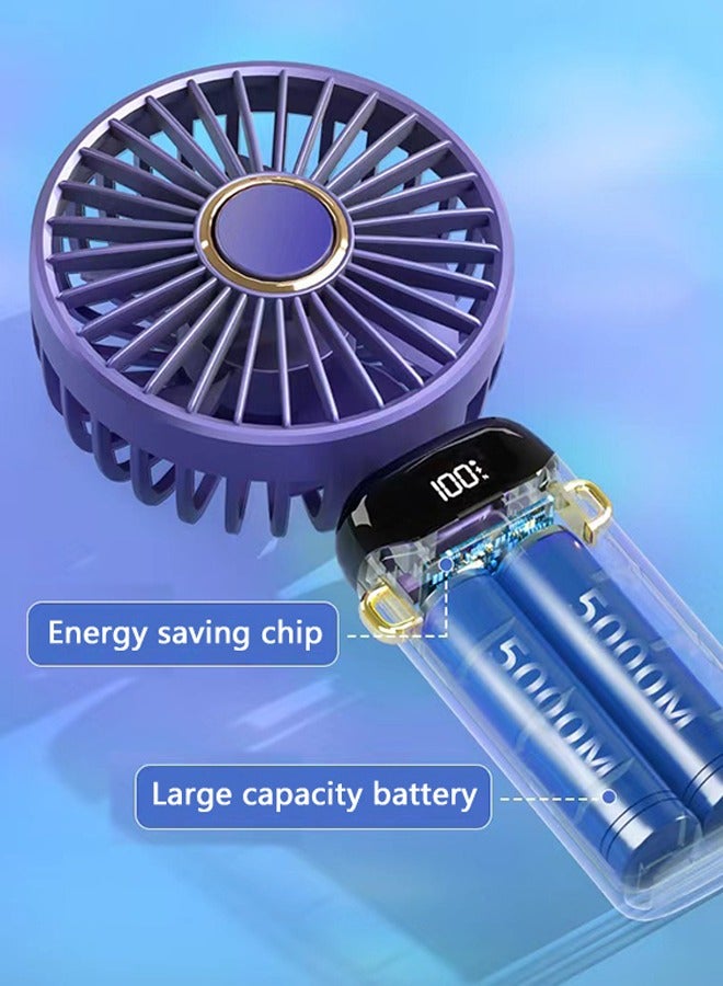 MACAIIROOS 3-In-1 Hand-held Fan USB Interface Charging Portable Foldable Electric Fan Charge Capacity Display Electric Fan Travel Office Mini Fan - Image 5