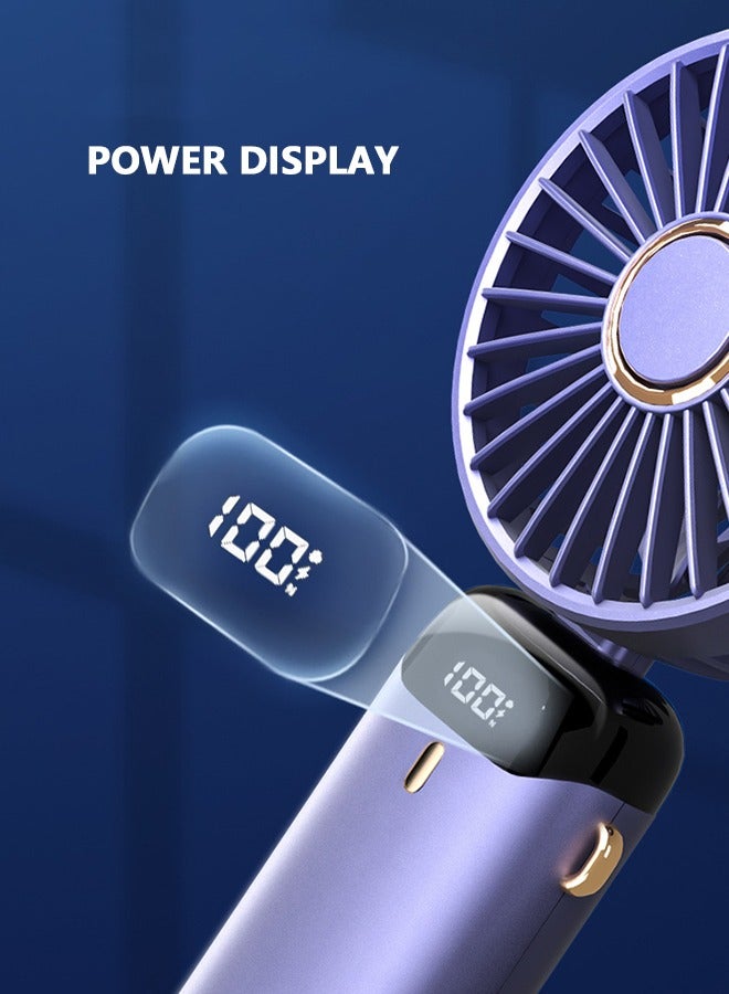 MACAIIROOS 3-In-1 Hand-held Fan USB Interface Charging Portable Foldable Electric Fan Charge Capacity Display Electric Fan Travel Office Mini Fan - Image 4