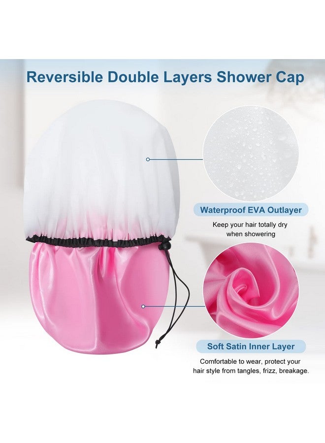 SHEOMERN 3 Pcs 15 Super Jumbo Shower Cap Reusable Dual Waterproof Shower Cap For Women Extra Large Satin Lined Shower Cap For Braids & Long Hair Xl Adjustable Hair Cap For Locs Dreadlocks Music - Image 4