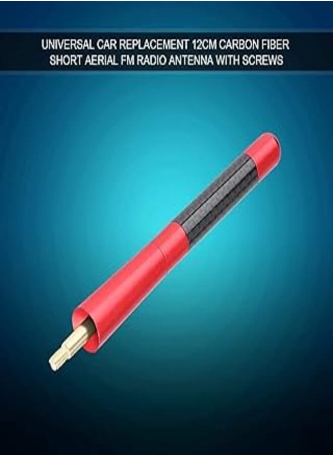 Generic Generic Qiilu 12 cm Short Universal Car Antenna, Carbon Fiber Car Radio Antenna Short FM Antenna with Screws (Red) 