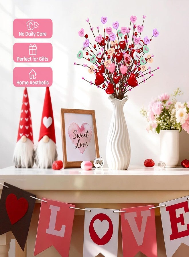 Mulbozy Valentines Day Decorations, Valentine Theme Flowers with Conversation Hearts, Valentines Decor for Home or Office Centerpiece Table - Image 4