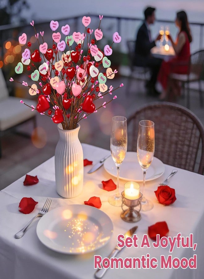 Mulbozy Valentines Day Decorations, Valentine Theme Flowers with Conversation Hearts, Valentines Decor for Home or Office Centerpiece Table - Image 5