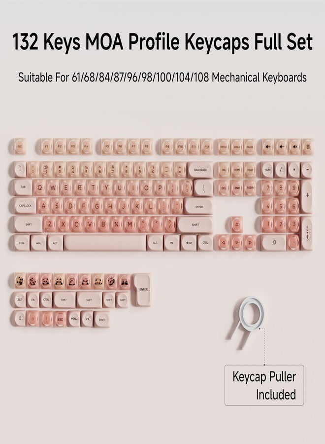 SEUNKWANG EWEADN Foundation PBT Keycaps, Jelly MOA Profile Keycap, 132 Keys Cute Custom Keycaps for Mechanical Keyboard with Cherry/Gateron MX Switches-Pink - Image 2