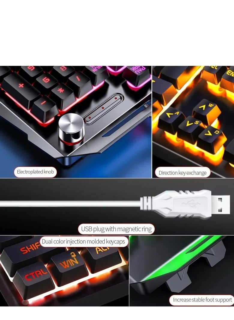YINDIAO YINDIAO V2 Computer Wired Keyboard E-sports Gaming Typing Office Universal USB Plug-in Hair Light Keyboard Available For Windows System  - Image 4