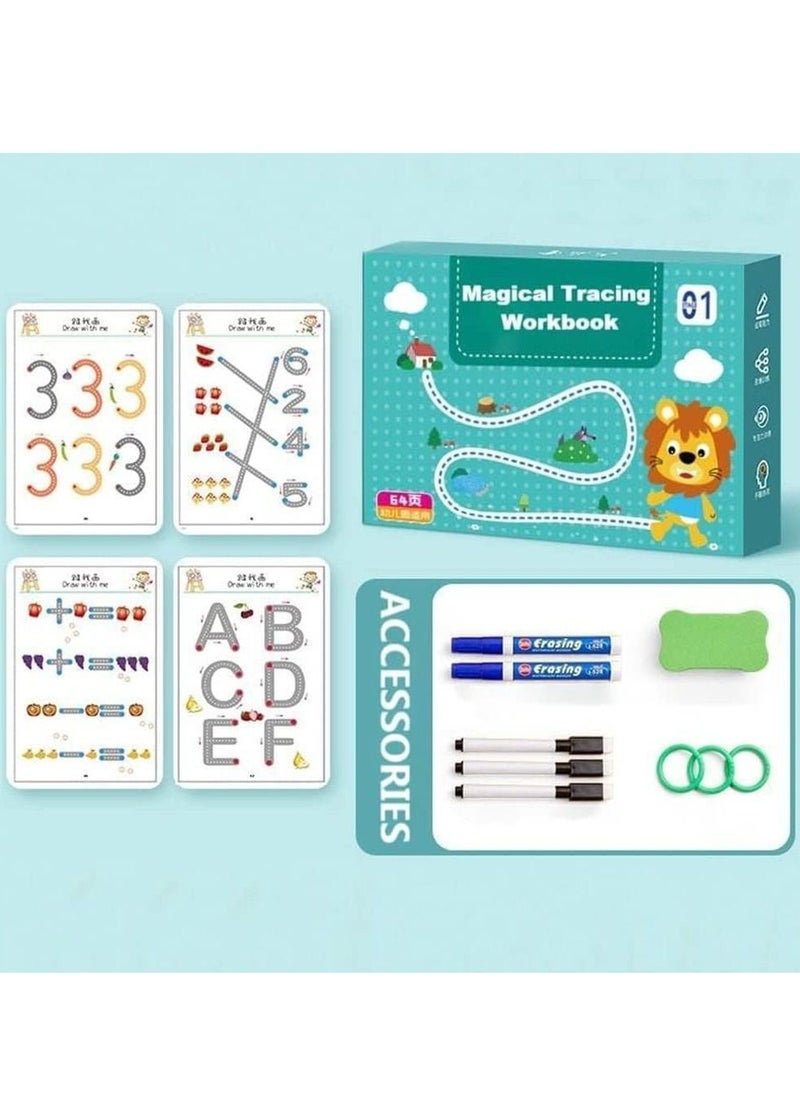 KASTWAVE - Magical Tracing Workbook Set for Kids, Practice Copybook with Reusable Pen and Eraser, Early Educational Learning Book for Preschoolers And Kindergarten Kids - Image 1