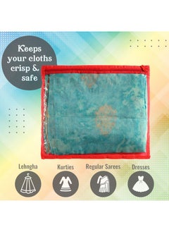Kuber Industries Clothes Organizer For Wardrobe (Pack Of 12) - Single Storage Organizer For Saree | Salwar Suit | Lehenga | Clothes - Dress Organizer For Wardrobe - Single Saree Covers With Zip (Red)  - Image 5