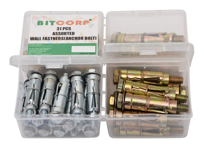 BITCORP Wall Anchor Fasteners kit Size 6 mm to 12 mm Pack of 31 PCS (Gold) (31 PCS KIT) - Image 5