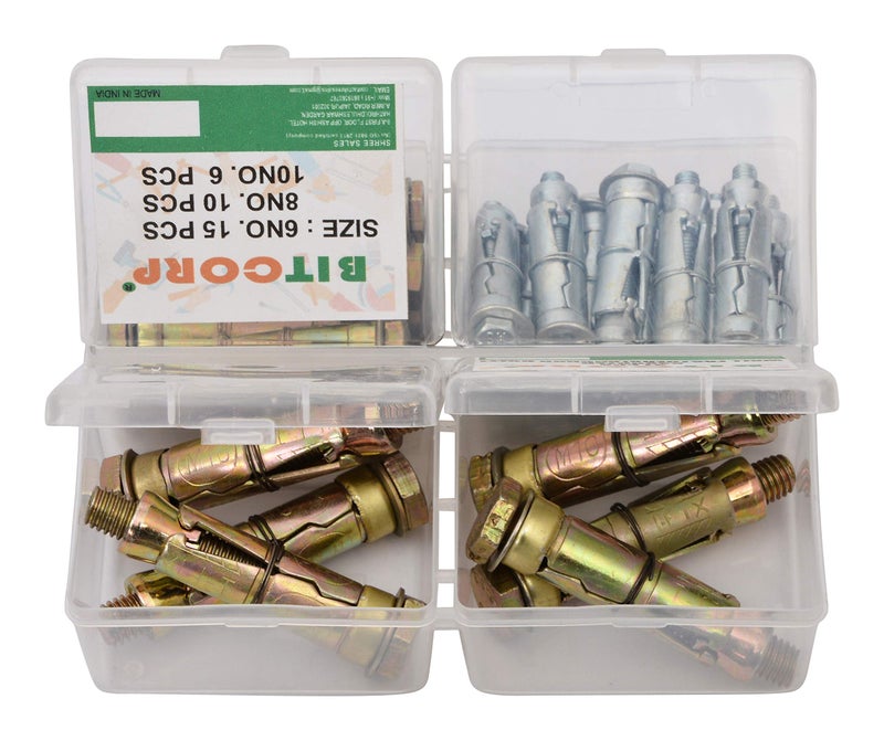 BITCORP Wall Anchor Fasteners kit Size 6 mm to 12 mm Pack of 31 PCS (Gold) (31 PCS KIT) - Image 4