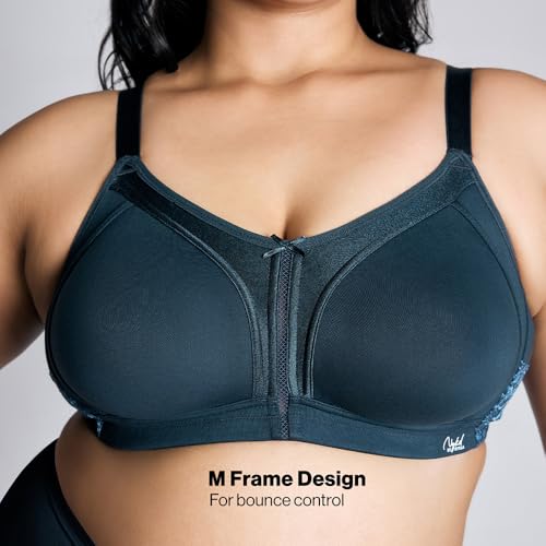 NYKD by Nykaa Women’s Full Support M-Frame Heavy Bust Everyday Cotton Bra | Non-Padded | Wireless | Full Coverage| Bra, NYB101, Dark Blue, 42DD, 1N - Image 3