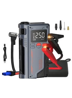 Car Jump Starter with Air Compressor 1000A 14.8V 29.6Wh Battery 4.0L Gas 2.5L Diesel  Smart Jumper Power Bank Lighting Battery Auto Tyre Inflator with Display and Emergency Light（Black）