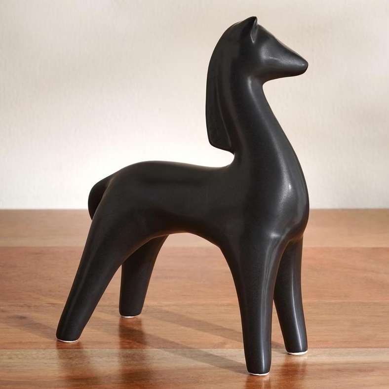 Pan Home Ceramic Horse Sculpture - Black - Image 3