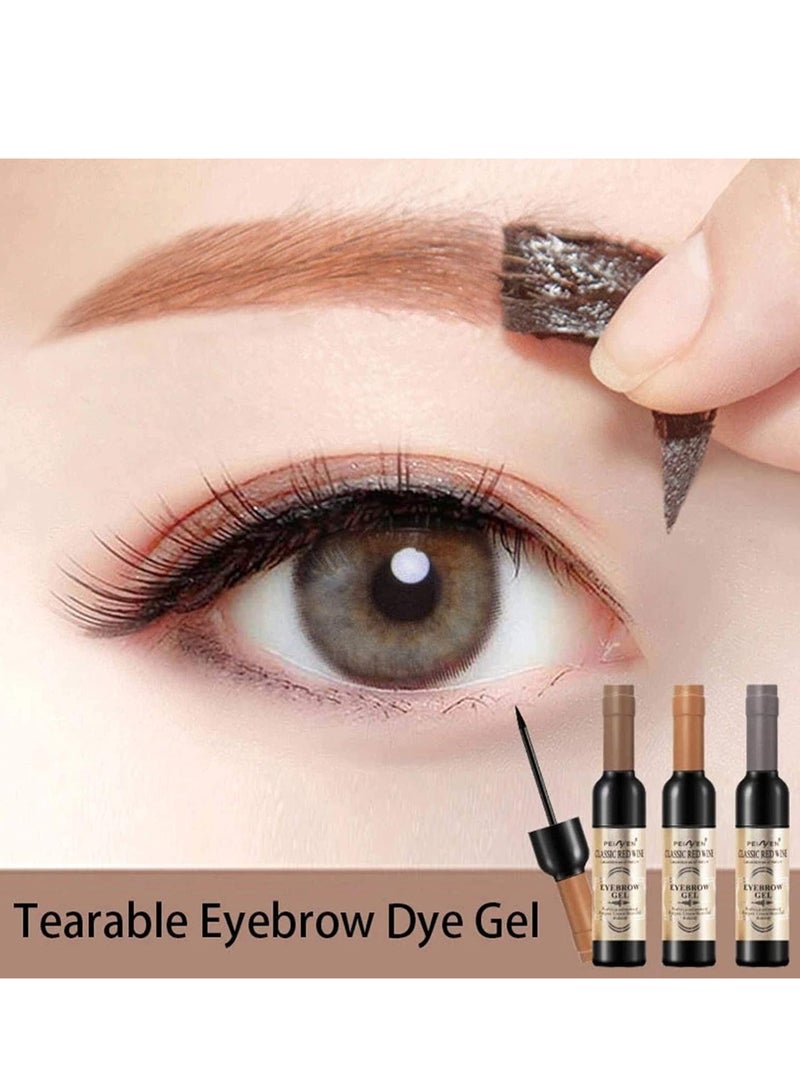 SYOSI w i n e Eyebrow Gel 3 Colors w i n e Bottle Tattoo Brow Gel Tint Eyebrow Beauty Dyeing Eyebrow Cream Peelable Tearing Eyebrow Colouring Gel Waterproof Quick Dry Dyeing No Smudge Easy to Color - Image 2