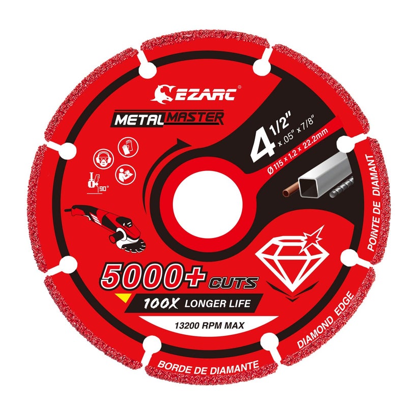 EZARC Diamond Cutting Wheel 4 1/2 x 7/8 Inch for Metal, Cut Off Wheel with 5000+ Cuts on Rebar, Steel, Iron and INOX - Image 1