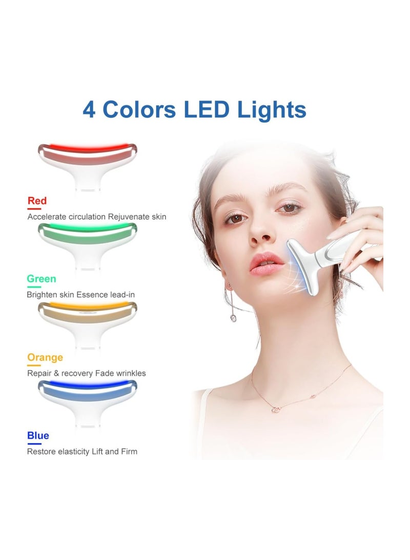 4-Color LED Facial Massager Device for Face and Neck, Featuring Red Light Therapy, Vibration, and Warming Functions for Enhanced Beauty and Relaxation of Face, Neck, and Shoulders. - Image 4