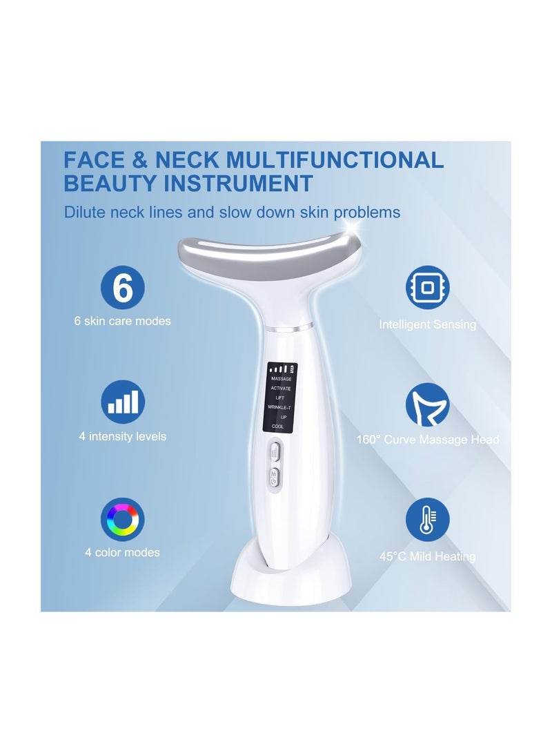 4-Color LED Facial Massager Device for Face and Neck, Featuring Red Light Therapy, Vibration, and Warming Functions for Enhanced Beauty and Relaxation of Face, Neck, and Shoulders. - Image 3