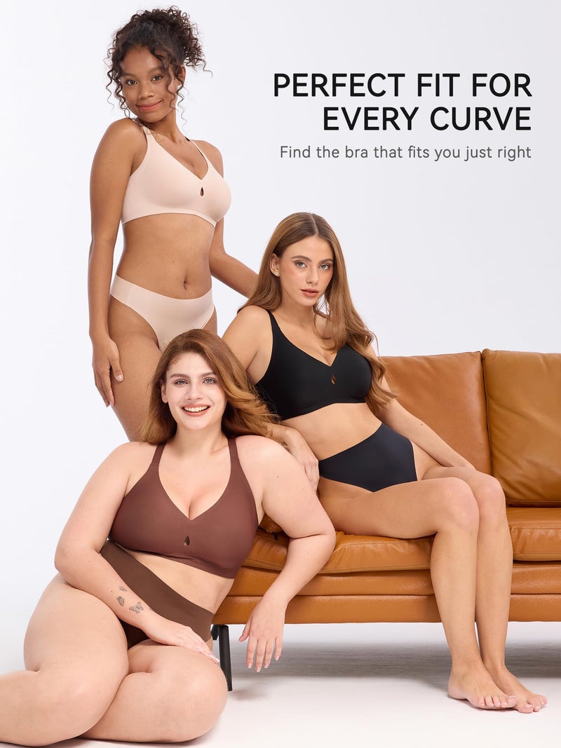 LUCKMEEY Bras for Women No Underwire Push Up Wireless Bra Seamless Bras Full Coverage Supportive Everyday Bra with Lift Almond Skin 3X-Large - Image 5