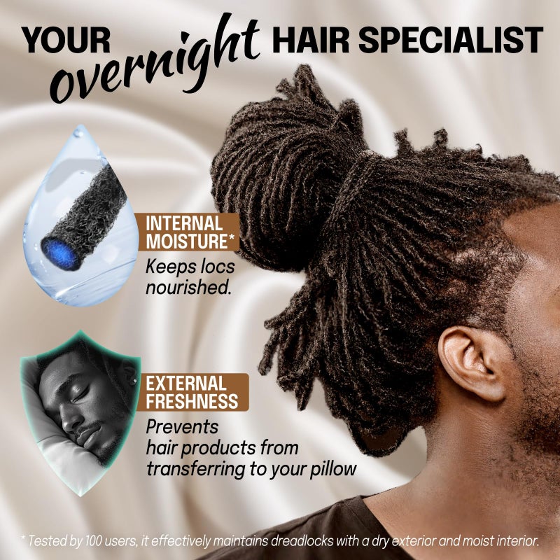 Fittia Large Satin Bonnet for Men Sleeping: Loc Cap Dreadlocks for Curly Braids Wave, Silky for Frizzy Hair Smooth, Adjustable No Slip Black - Image 5